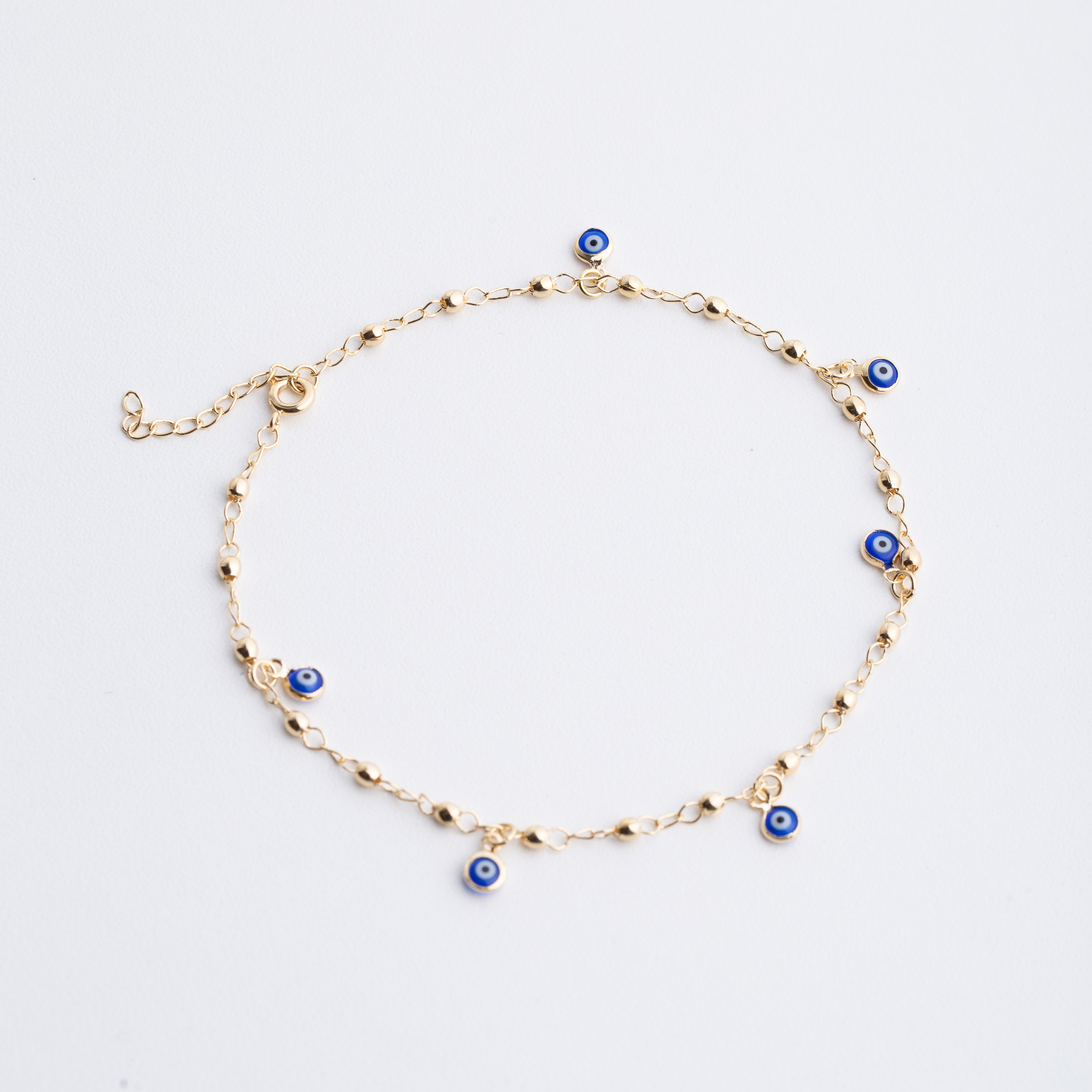 19278 Anklet with Blue Evil Eye Charms